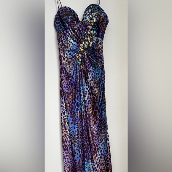 Tony Bowls Paris Jeweled Maxi Dress - Fitted Bodice Prom‎ - Gala, Y2K - Picture 4 of 8